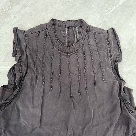 Women’s By Anthropologie Jenee Tiered Ruffle Washed Black Tunic Dress Medium - Picture 4 of 16